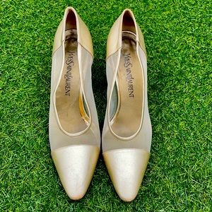 Vintage gold mesh YSL heels sz 8.5